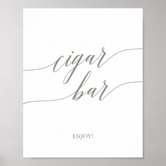 Elegant Sage Green Calligraphy Cigar Bar Sign Poster (Voorkant)