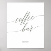 Elegant Sage Green Calligraphy Coffee Bar Sign Poster (Voorkant)