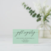 Elegant Sage Green Calligraphy Gift Registry Enclo Informatiekaartje (Staand voorkant)