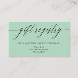Elegant Sage Green Calligraphy Gift Registry Enclo Informatiekaartje