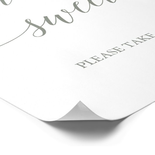 Elegant Sage Green Calligraphy Love is Sweet Sign Poster (Hoek)