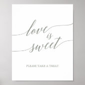 Elegant Sage Green Calligraphy Love is Sweet Sign Poster (Voorkant)