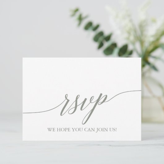 Elegant Sage Green Calligraphy Menu Choice RSVP (Staand voorkant)
