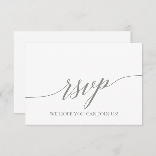 Elegant Sage Green Calligraphy Menu Choice RSVP (Voorkant / Achterkant)