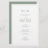 Elegant Sage Green Calligraphy Monogram Menu (Voorkant / Achterkant)