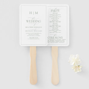Elegant Sage Green Calligraphy Monogram Programme Handwaaier