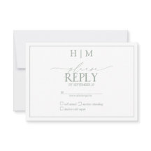 Elegant Sage Green Calligraphy Monogram RSVP