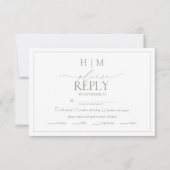 Elegant Sage Green Calligraphy Monogram RSVP (Voorkant)
