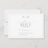 Elegant Sage Green Calligraphy Monogram RSVP Kaartje (Voorkant)