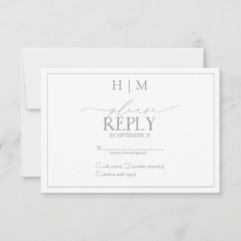 Elegant Sage Green Calligraphy Monogram RSVP Kaartje