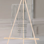 Elegant Sage Green Calligraphy Monogram Wedding Acryl Bord