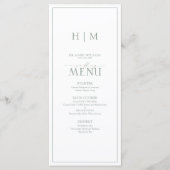 Elegant Sage Green Calligraphy Monogram Wedding Menu (Voorkant)