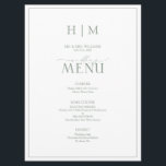 Elegant Sage Green Calligraphy Monogram Wedding Menu<br><div class="desc">Het plannen van een bruiloft kan een stressvol proces zijn, maar laat de menu's niet één van uw zorgen zijn. Maak kennis met het menu Elegant Sage Green Calligraphy Monogram Wedding. Dit moderne, formele, maar elegante menu zal alle ogen op tafel hebben! De gasten zullen genieten van het 6, 5-inch...</div>