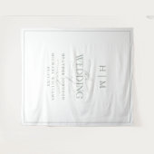 Elegant Sage Green Calligraphy Monogram Wedding Wandkleed (Voorkant (horizontaal))