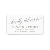 Elegant Sage Green Calligraphy RSVP Address Etiket (Voorkant)