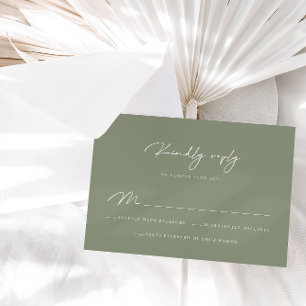 Elegant Sage Green Calligraphy RSVP Card Kaartje