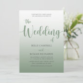 Elegant Sage Green Calligraphy Script Wedding Kaart (Staand voorkant)