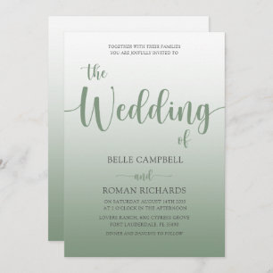 Elegant Sage Green Calligraphy Script Wedding Kaart