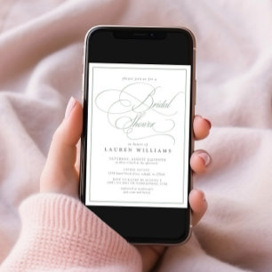 Elegant Sage Green Calligraphy Vrijgezellenfeest Kaart