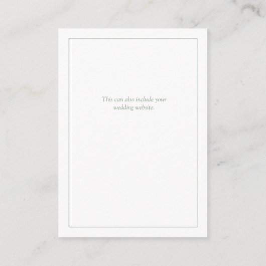Elegant Sage Green Calligraphy Wedding Details Informatiekaartje (Achterkant)
