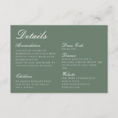 Elegant Sage Green Calligraphy Wedding Details Informatiekaartje (Voorkant)