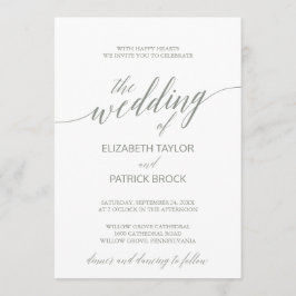Elegant Sage Green Calligraphy Wedding Kaart