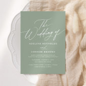 Elegant Sage Green Calligraphy Wedding Kaart
