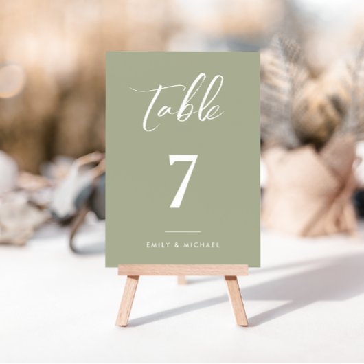 Elegant Sage Green Calligraphy Wedding Kaart