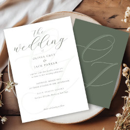 Elegant Sage Green Calligraphy Wedding Kaart