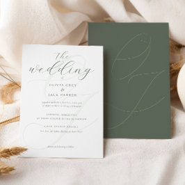 Elegant Sage Green Calligraphy Wedding Kaart