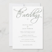 Elegant Sage Green Calligraphy Wedding Kaart (Voorkant)