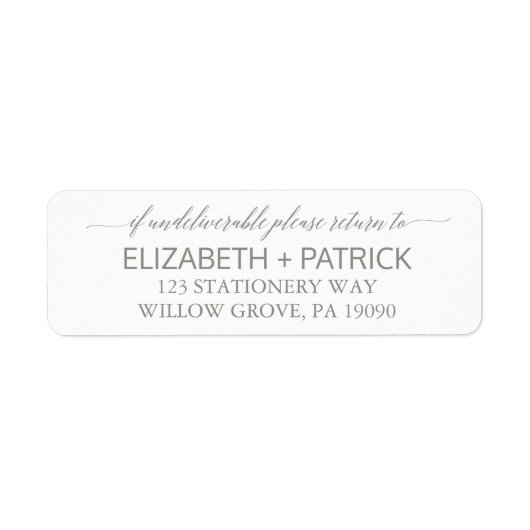Elegant Sage Green Calligraphy Wedding Label (Voorkant)