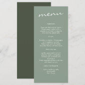 Elegant Sage Green Calligraphy Wedding Menu (Voorkant / Achterkant)