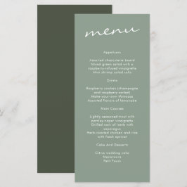 Elegant Sage Green Calligraphy Wedding Menu