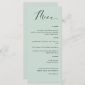 Elegant Sage Green Calligraphy Wedding / Reception Menu (Voorkant / Achterkant)