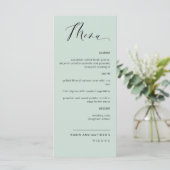Elegant Sage Green Calligraphy Wedding / Reception Menu (Staand voorkant)