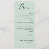 Elegant Sage Green Calligraphy Wedding / Reception Menu (Voorkant)
