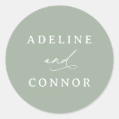 Elegant Sage Green Calligraphy Wedding Ronde Sticker (Voorkant)