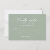Elegant Sage Green Calligraphy Wedding RSVP Kaartje (Voorkant)