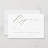 Elegant Sage Green Calligraphy Wedding RSVP Kaartje (Voorkant)