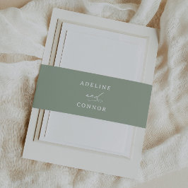 Elegant Sage Green Calligraphy Wedding Uitnodigingen Wikkel