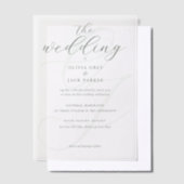 Elegant Sage Green Calligraphy Wedding Vellum Uitnodigingen (Offset)