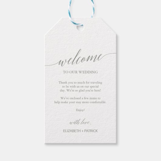Elegant Sage Green Calligraphy Wedding Welcome Cadeaulabel (Voorkant)