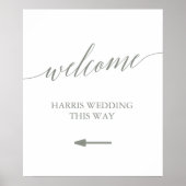 Elegant Sage Green Calligraphy Welcome Wedding Poster (Voorkant)
