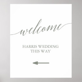 Elegant Sage Green Calligraphy Welcome Wedding Poster