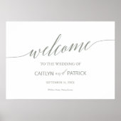Elegant Sage Green Calligraphy Welcome Wedding Poster (Voorkant)
