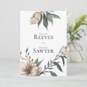 Elegant Sage Green Champagne Peony Floral Wedding Kaart (Staand voorkant)