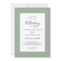 Elegant Sage Green Chic Modern Calligraphy Wedding
