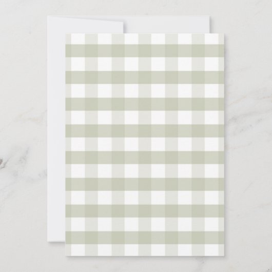 Elegant Sage Green Classic Gingham Baby shower Kaart (Achterkant)