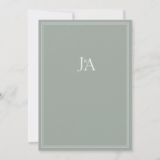 Elegant Sage Green Classic Initialen Bruiloft Kaart (Achterkant)